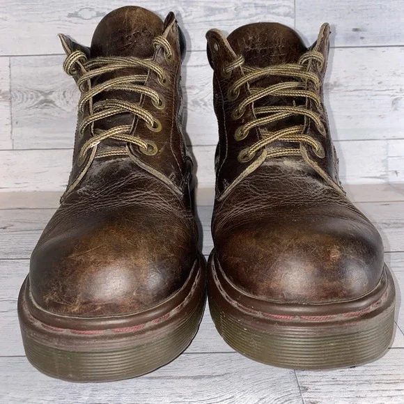 Dr. Martens Boots Mens 8 Brown Leather Distressed 90s Vintage Made England 8284